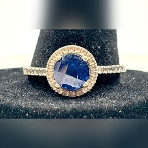 14k White Gold Blue And White Sapphires Ring